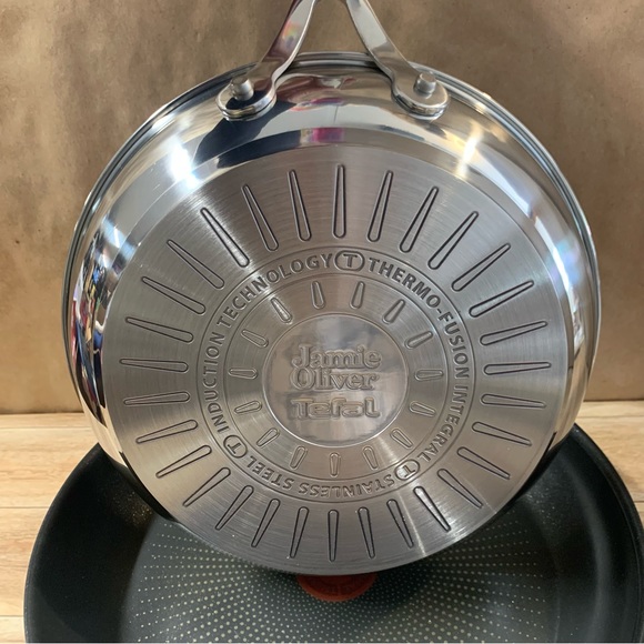 New! Jamie Oliver Tefal Cooks Direct 10” 12” Fry Pan Frying Set Stainless Steel - Picture 6 of 7